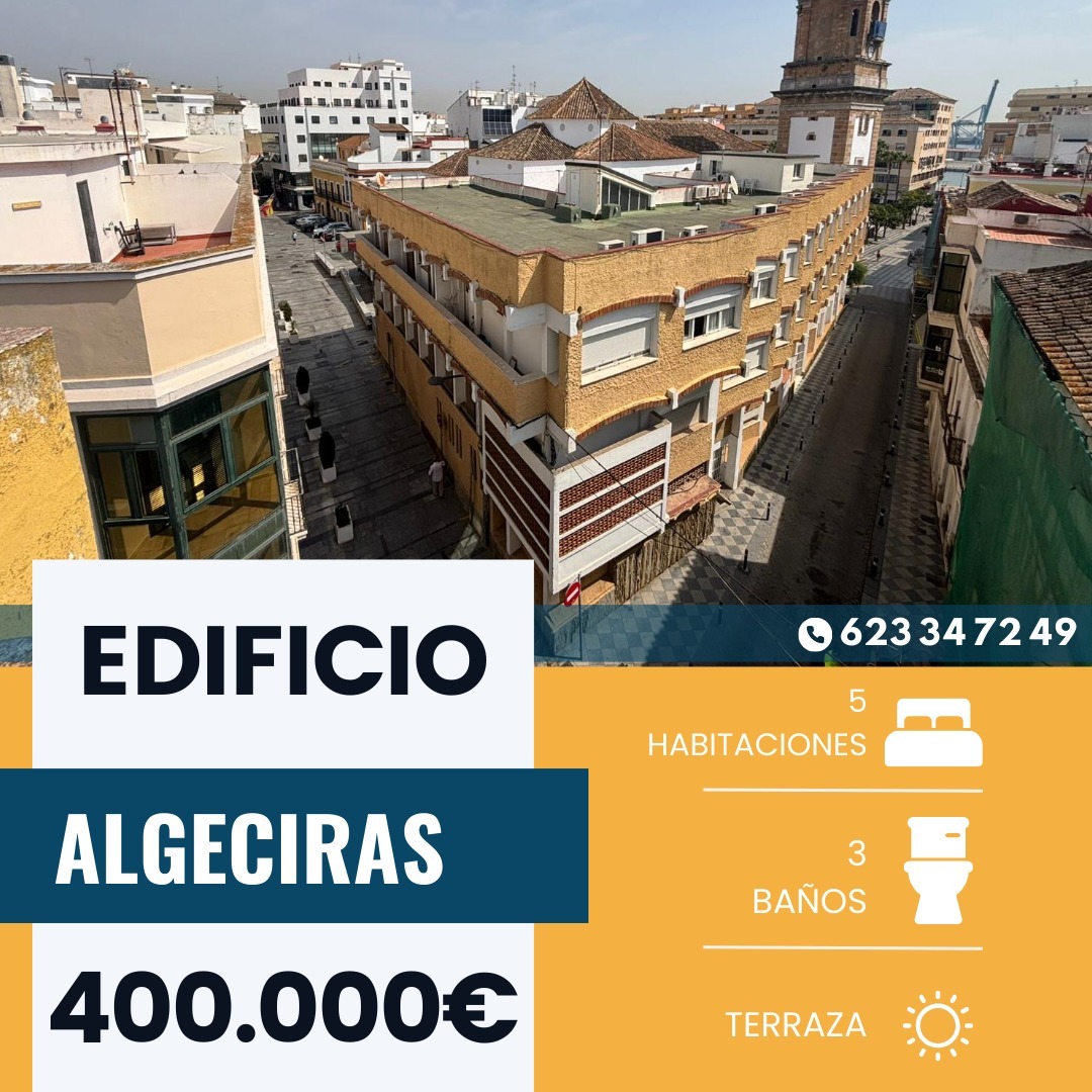 ‼️ EDIFICIO EN LA ZONA DEL CENTRO (ALGECIRAS)‼️ 5 dormitorios, local comercial con montacarga,2 salones, salita, 3 baños, 2 cocinas, patio, terraza,5 plantas .....
