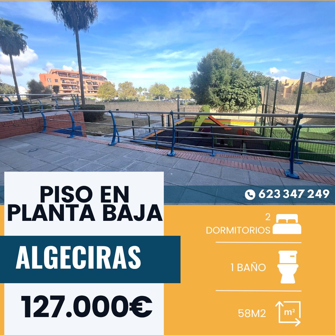 ‼️ PISO EN PLANTA BAJA EN LA URB. LA ERMITA (ALGECIRAS)‼️ 2 dormitorios, cuarto de baño completo, cocina equipada, salón, patio, ascensor...... 