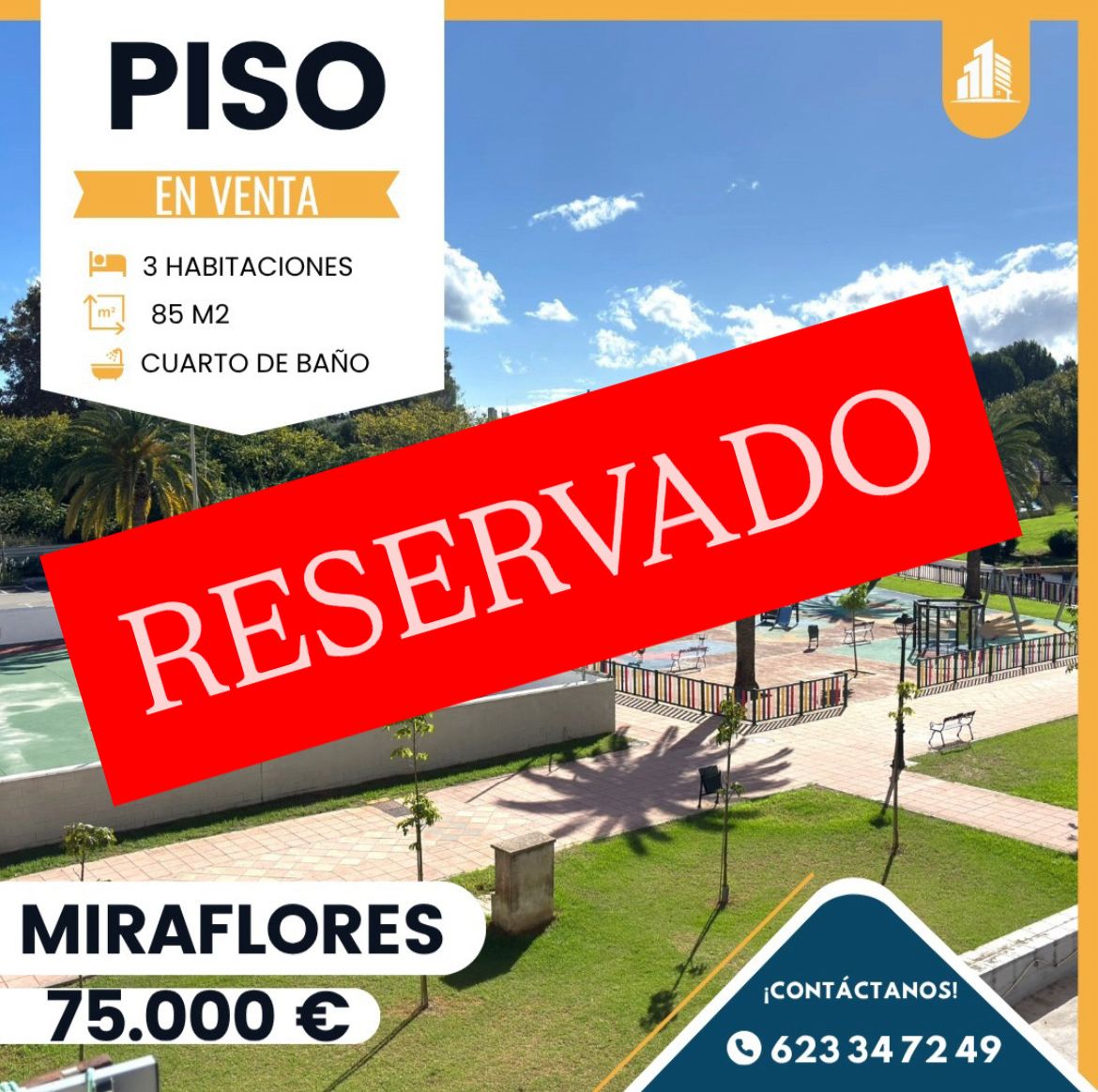 ‼️ INMUEBLE RESERVADO EN MENOS DE 24HORAS ‼️ ‼️ PISO EN VENTA EN ENSENADA DE MIRAFLORES‼️ 3 dormitorios dos de ellos con armario empotrado, cuarto de baño completo, cocina amueblada, salón comedor luminoso, terraza cerrada acristalada, ascensor, parque infantil, zona ajardinada, zonas de aparcamientos..............