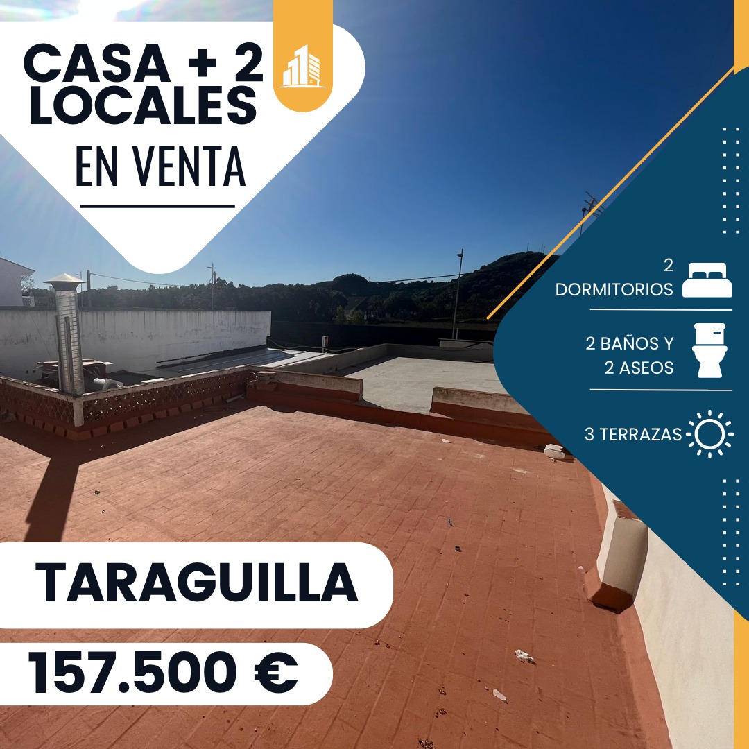 ‼️EN VENTA VIVIENDA + 2 LOCALES EN TARAGUILLA‼️ 2 dormitorios triples, 2 cuartos de baño completo ,2 aseos, 2 cocinas equipada, 3 azoteas una de ella transitable, salón/comedor ……. ¡No te quedes sin tu cita!! 📲📲📲📲