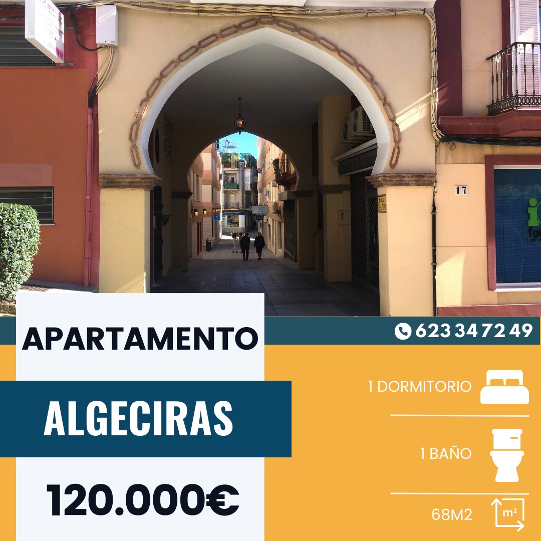 ‼️ APARTAMENTO EN EL CENTRO DE ALGECIRAS ‼️ 1 dormitorio, cocina ,  salón con aire acondicionado, cuarto de baño completo, zona céntrica …….