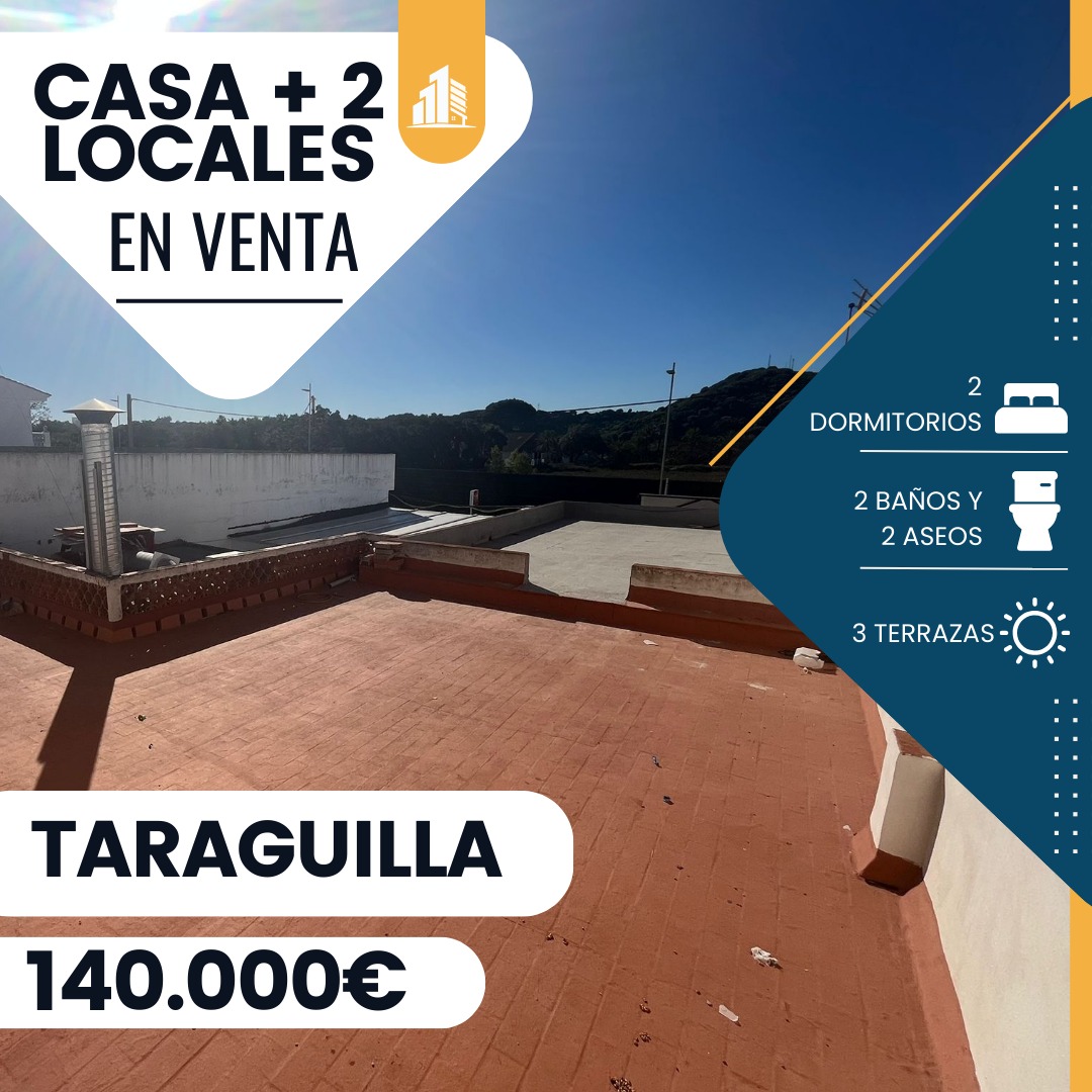 ‼️EN VENTA VIVIENDA + 2 LOCALES EN TARAGUILLA‼️  2 dormitorios triples, 2 cuartos de baño completo ,2 aseos, 2 cocinas equipada, 3 azoteas una de ella transitable, salón/comedor ……. ¡No te quedes sin tu cita!! 📲📲📲📲