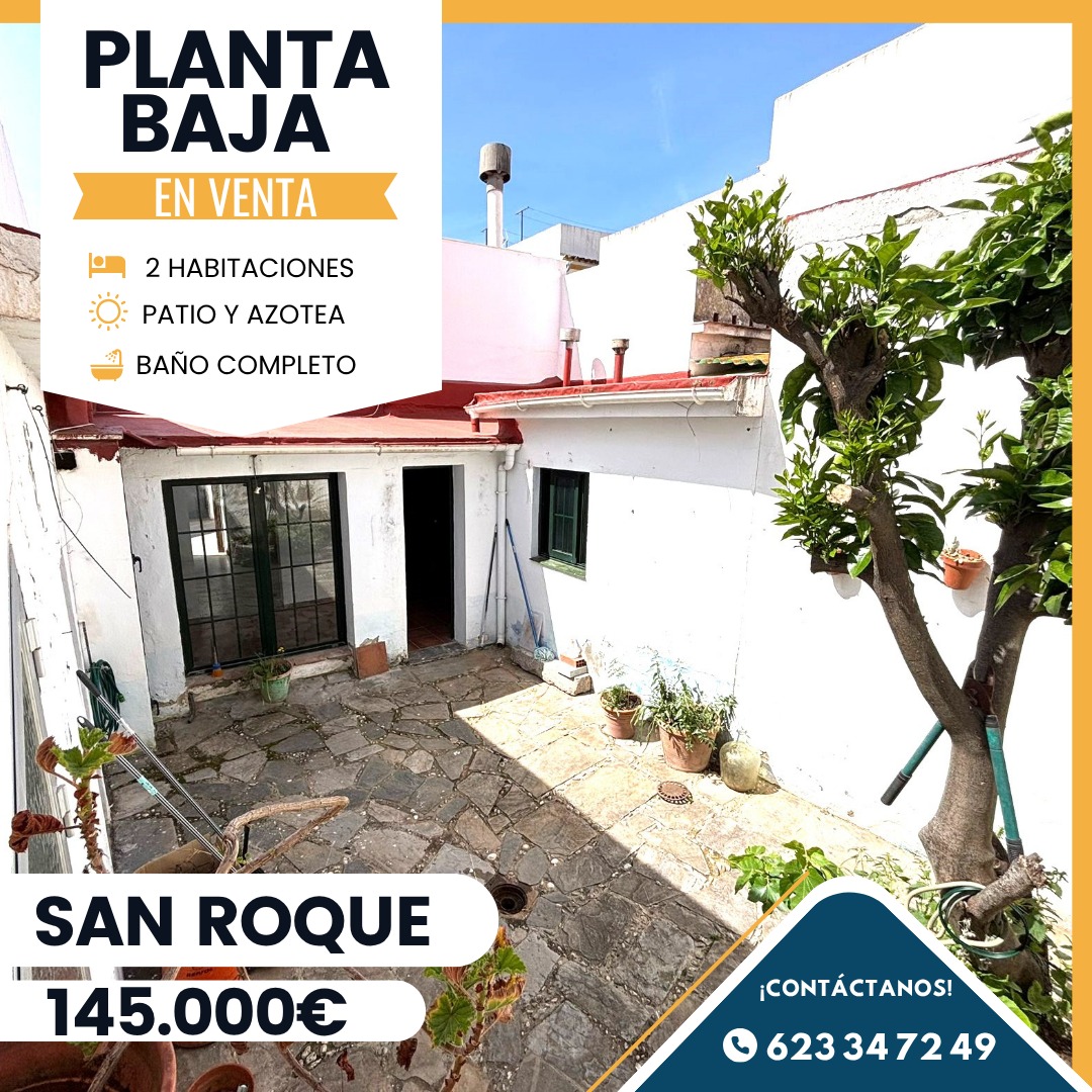 ‼️ EN VENTA CASA DE PLANTA BAJA EN SAN ROQUE‼️ 2 dormitorios dobles, salón, cocina comedor, baño completo con plato de ducha, patio interior, azotea transitable........