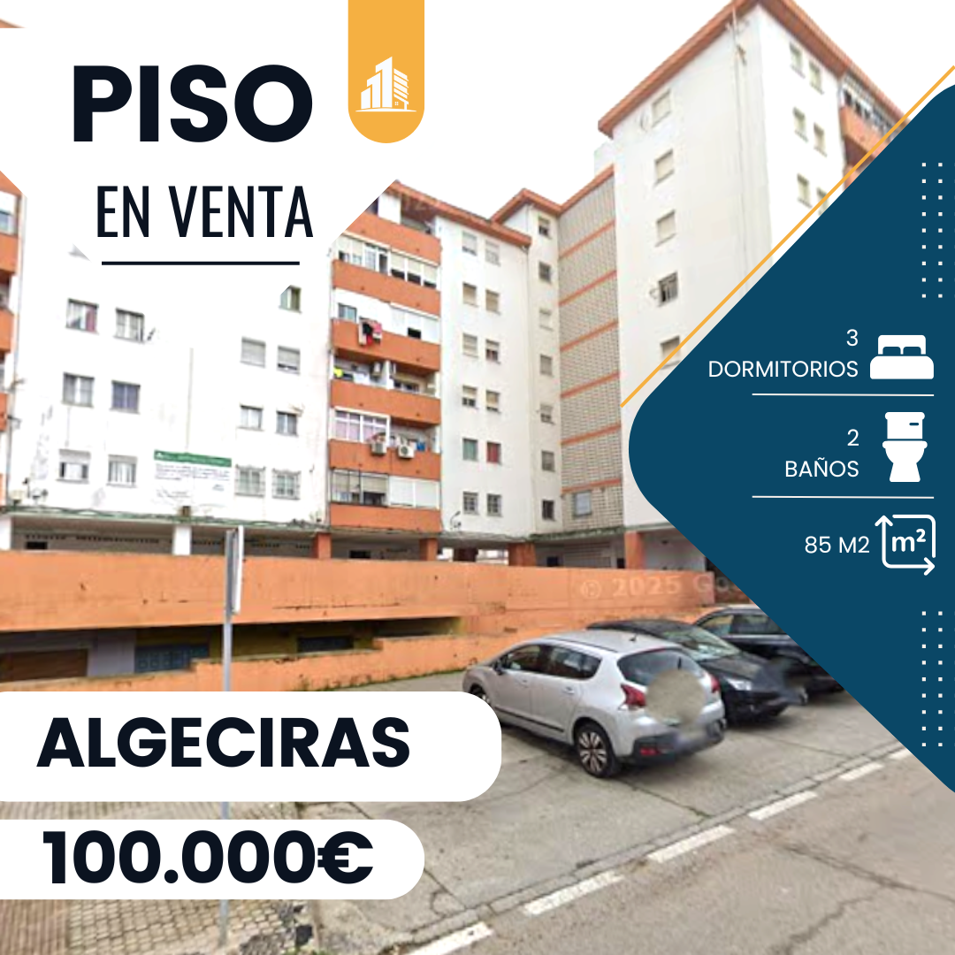 ‼️ PISO EN VENTA EN LA URB. LAS GARDENIAS(ALGECIRAS)‼️ 3 dormitorios, 2 cuartos de baños , cocina, salón luminoso ,plaza de garaje,2 ascensores,balcón con vistas a zonas verdes,Vivienda descalificada y de renta libre, lista para comprar sin restricciones 2ºCON ASCENSOR,........