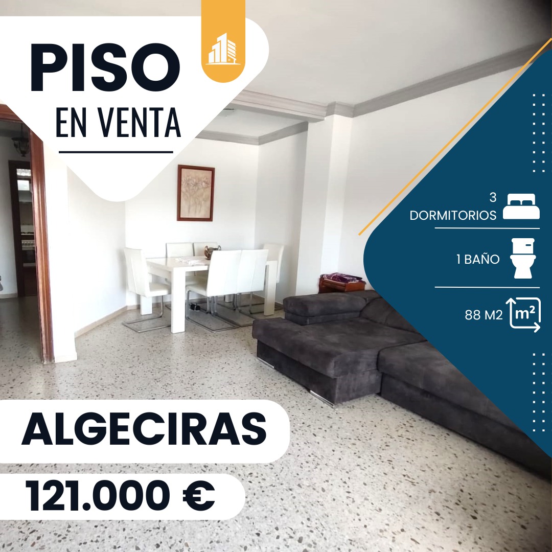 ‼️PISO EN VENTA EN URB.LOS ARCOS (ALGECIRAS)‼️ Hall,3 dormitorios(todos con armario empotrados),salón /comedor amplio, cocina, terraza, cuarto de baño completo con plato de ducha ,3º con ascensor,LUMINOSO.....