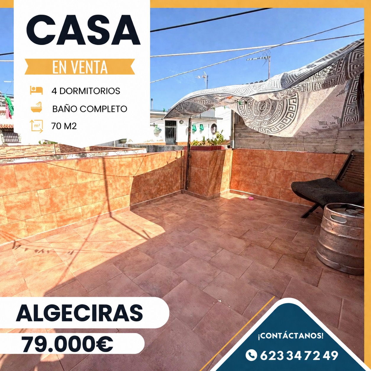 ‼️NUEVO INMUEBLE REBAJADO‼️‼️CASA ADOSADA EN EL COBRE (ALGECIRAS)‼️ 4 dormitorios(uno en azotea),salón,cocina amueblada, baño completo,azotea.........